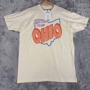 Homefield "Greetings From Ohio" T-shirt Location Vacation Tee Cream Size Large
